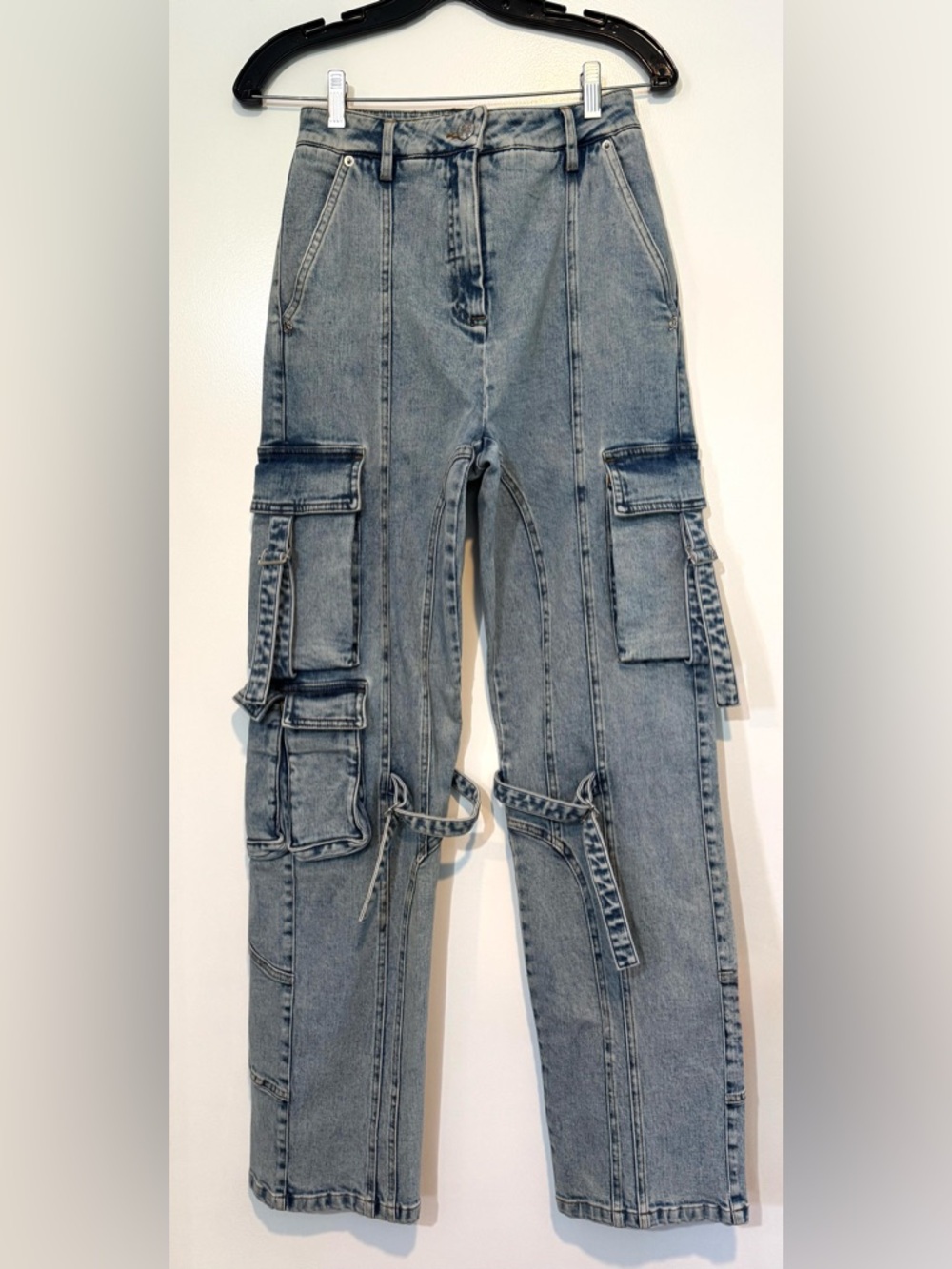 BLUMARINE Butterfly Logo Cargo Denim Jeans - Size S - Y2K Style